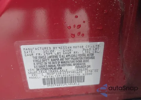 2023 Nissan Kicks Sr Xtronic Cvt from USA, damaged, VIN 3N1CP5DV1PL481856